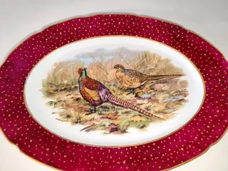 Bandeja Limoges porcelana faisanes antigua