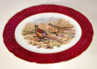 Bandeja Limoges porcelana faisanes antigua