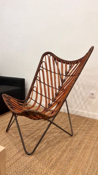 Silla Mariposa Ratán y Metal