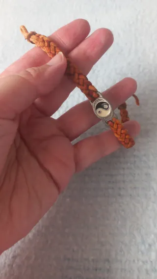 Pulsera cuero trenzado Yin Yang