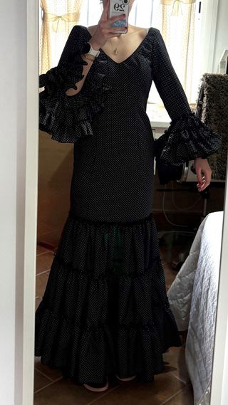 Vestido Flamenco Lunares Negro y Blanco