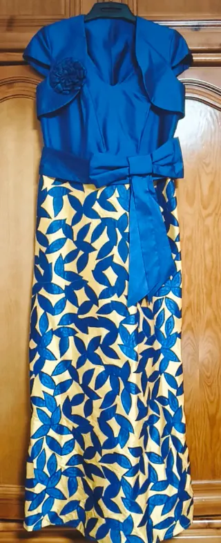 Vestido fiesta azul y amarillo