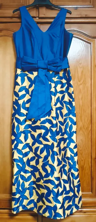 Vestido fiesta azul y amarillo