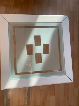 Tavolino ausiliario in legno e vetro