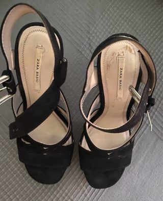 Sandalias tacón Zara negras talla 36