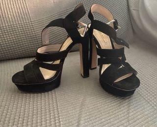 Sandalias tacón Zara negras talla 36