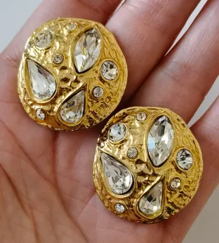 Pendientes Clip Edouard Rambaud Dorados Cristales