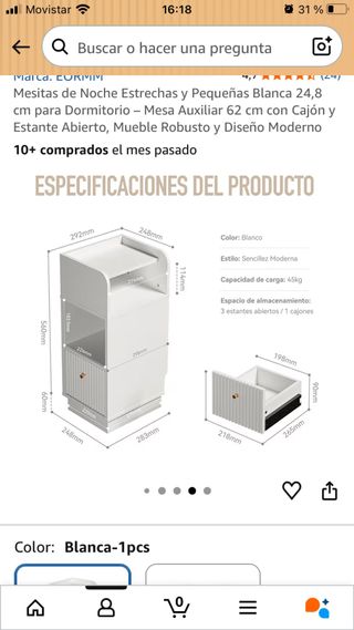 Mesita Noche Blanca Pequeña