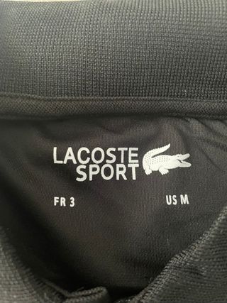 Polo Lacoste Negro con Rayas Azules