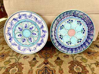 Coppia Piatti Maiolica Decorati