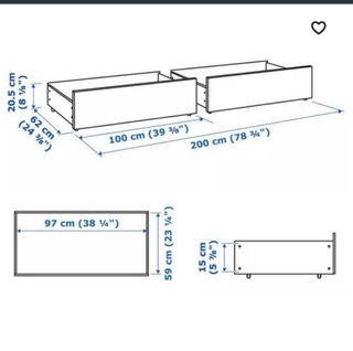 Cama MALM 180x200 con 2 cajones y somier