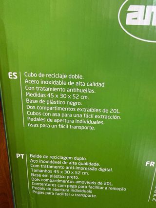 Cubo reciclaje doble Amig pedal 2x20L
