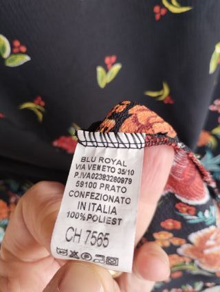 Abito Nero Floreale Maniche a Volant Taglia M