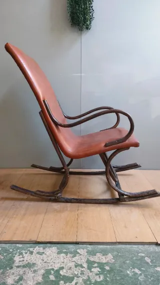 Mecedora Thonet Cuero Marrón