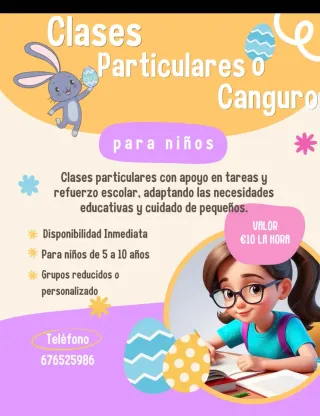 Clases de refuerzo y niñera