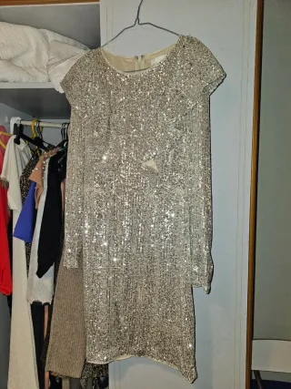 Vestido lentejuelas plateado