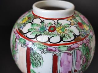 2 Potes 17cm Figuras Orientais Porcelana China