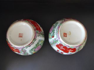 2 Potes 17cm Figuras Orientais Porcelana China