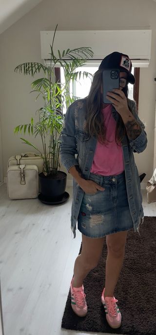 Cazadora vaquera larga ADRIXX desgastada