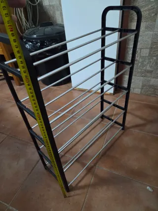 Zapatero Metálico Negro y Plateado