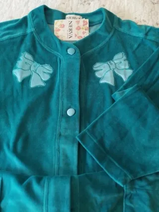 Bata Algodón Verde Mujer Nueva