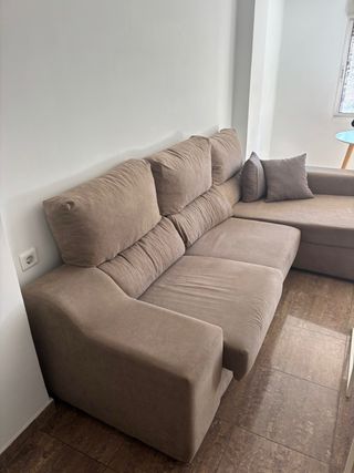 Divano chaise longue beige in tessuto