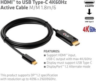 CLUB3D Cable HDMI a USB tipo C 4K60Hz activo St./S