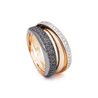 Anillo 3 Oros 1°ley/ Diamantes Negros