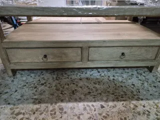 Mesa centro rústica moderna madera y cristal