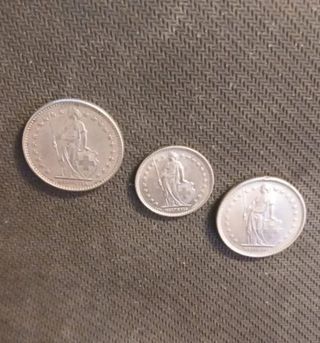 3 Monete Svizzere 2Fr e 1Fr 1969