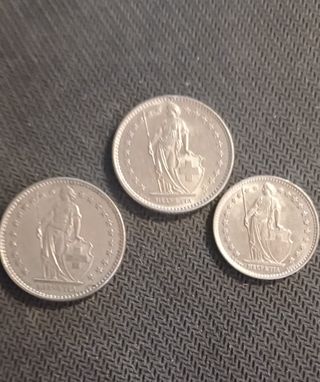 3 Monete Svizzere 2Fr e 1Fr 1969