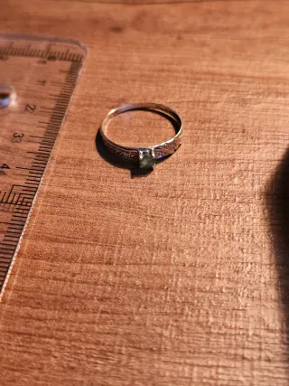 Anillo Oro Blanco 18kt Esmeralda 1 gramo talla 10