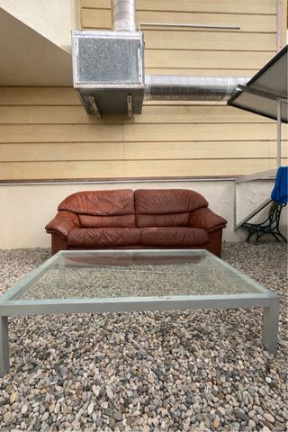 Sofá de piel marrón 3 plazas (o 2 muy anchas)