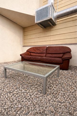 Sofá de piel marrón 3 plazas (o 2 muy anchas)