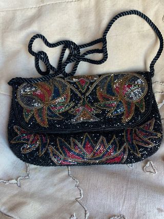 Bolso Joya Vintage Pedrería Artesanal Años 70/80