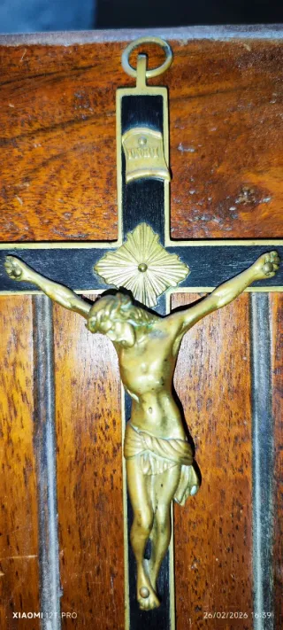 Imagen religiosa Crucifijo latón y ébano siglo XIX