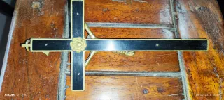 Imagen religiosa Crucifijo latón y ébano siglo XIX