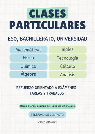 Clases Particulares ESO, Bachillerato, Universidad
