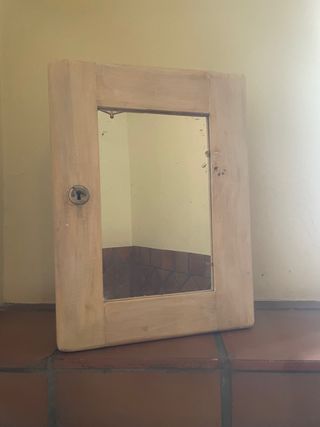 Armario baño antiguo madera y cristal