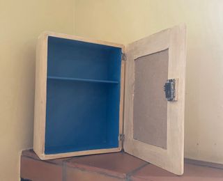 Armario baño antiguo madera y cristal