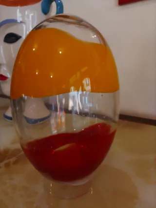 Uovo Murano Vetro Arancio Rosso