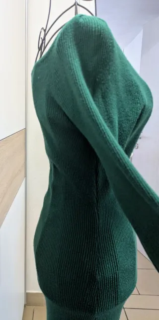 Abito Maglia Costine Verde M&V Virale su Tiktok,L