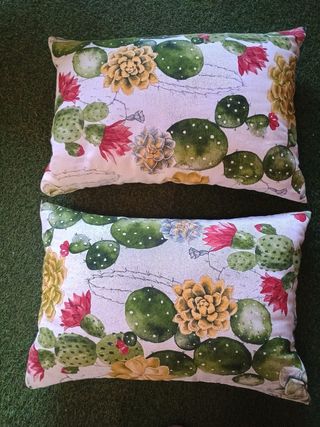 2 Cojines Decorativos Cactus y Flores