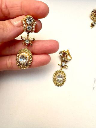 Conjunto Aderezo Broche Pendientes Perlas