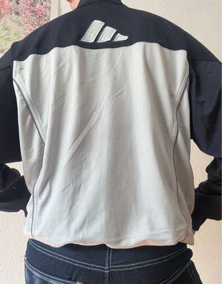 Chaqueta Adidas cremallera gris y azul vintage