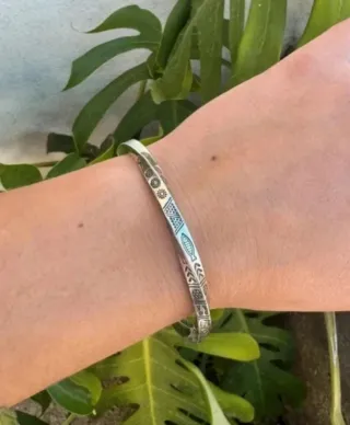 Pulsera Plata 925 Vintage Unisex Aperto regolabile