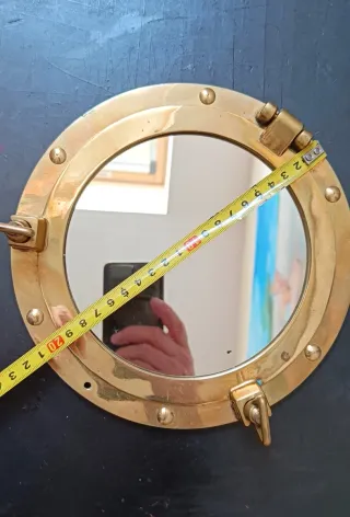 Espejo Redondo Latón Antiguo