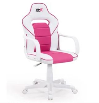 Silla de escritorio infantil rosa y blanca