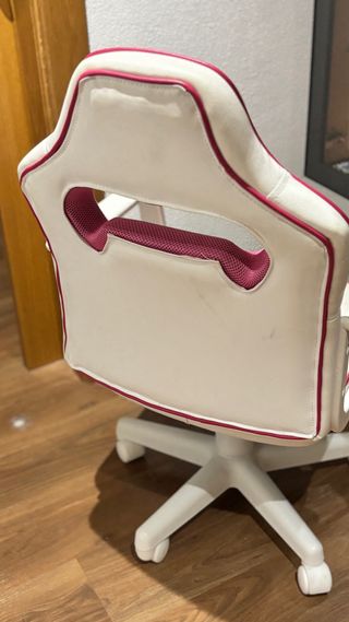 Silla de escritorio infantil rosa y blanca