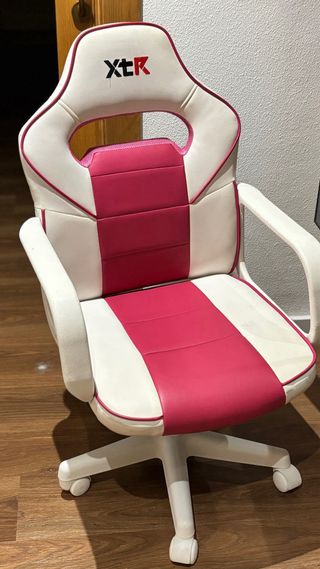 Silla de escritorio infantil rosa y blanca